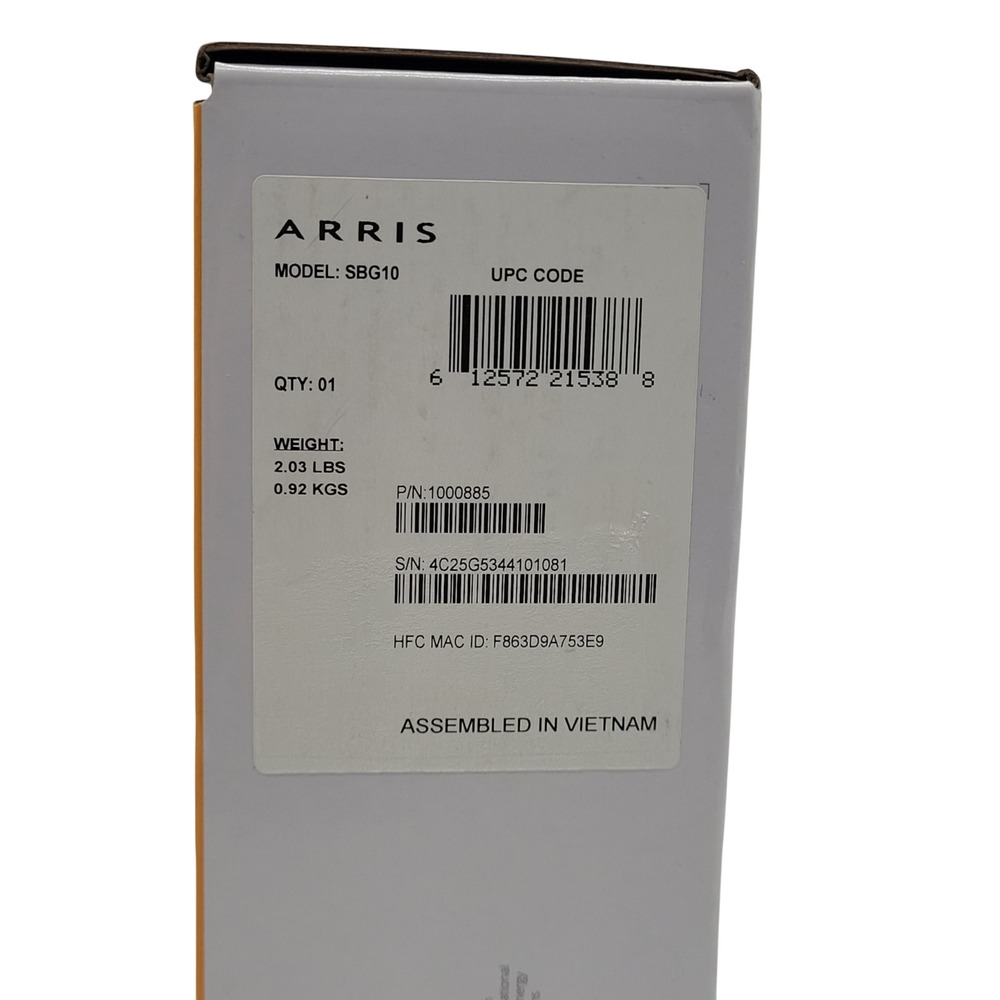ARRIS SBG10 DOCSIS 3.0 Modem Router Combo – AC1600 WiFi, Xfinity/Cox, 400Mbps - Picture 7 of 13
